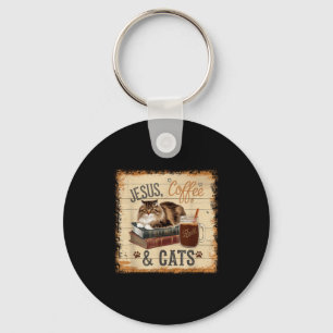 Llavero Café Jesús Gatos Divertido Diseño Lindo Amantes de