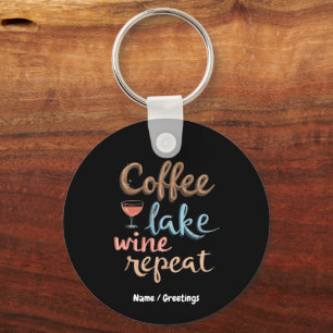 Llavero Café, lago, vino, repetidas vacaciones divertidas