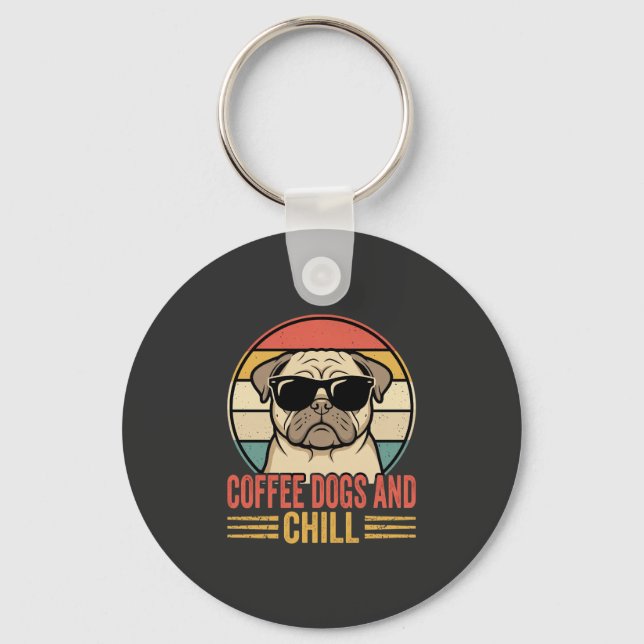 Llavero Café Perros y Pug Retro Chill (Anverso)