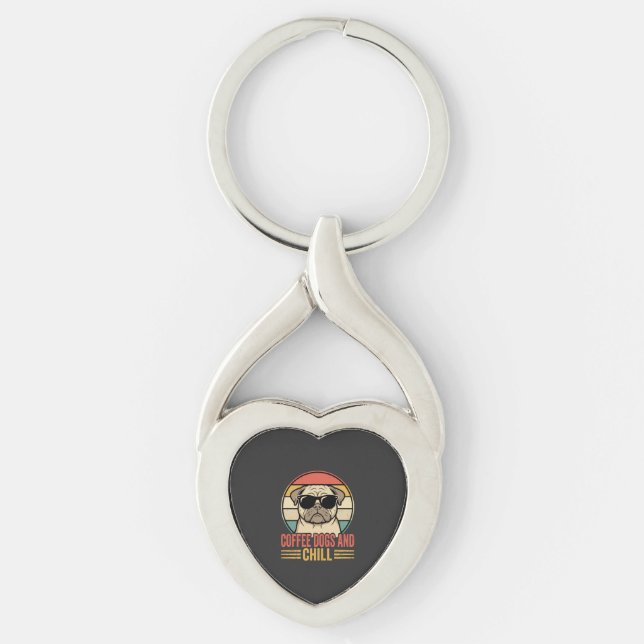 Llavero Café Perros y Pug Retro Chill (Anverso)