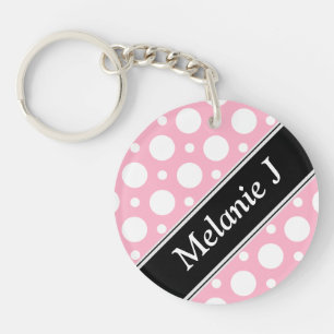 Llavero Cafe Pink Assored Polka Dots Acrílico Keychain