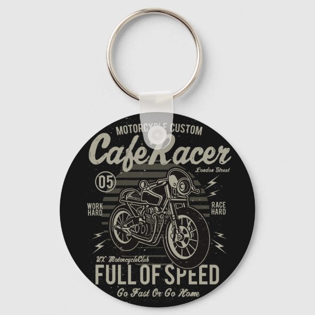 Llavero Café Racer Trabajo duro Race duro Ir rápido o volv (Anverso)