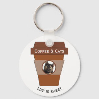 Llavero Café y gatos de personalizable - La vida es dulce
