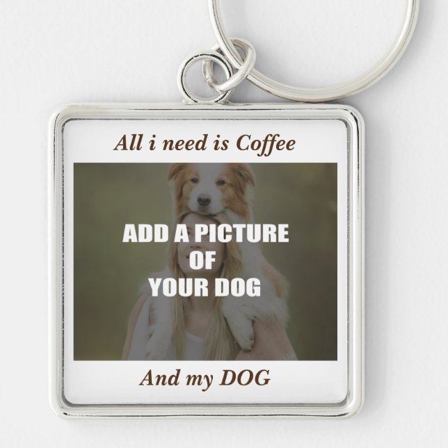 Llavero Café y mi Cojín decorativo de perro (Frente)