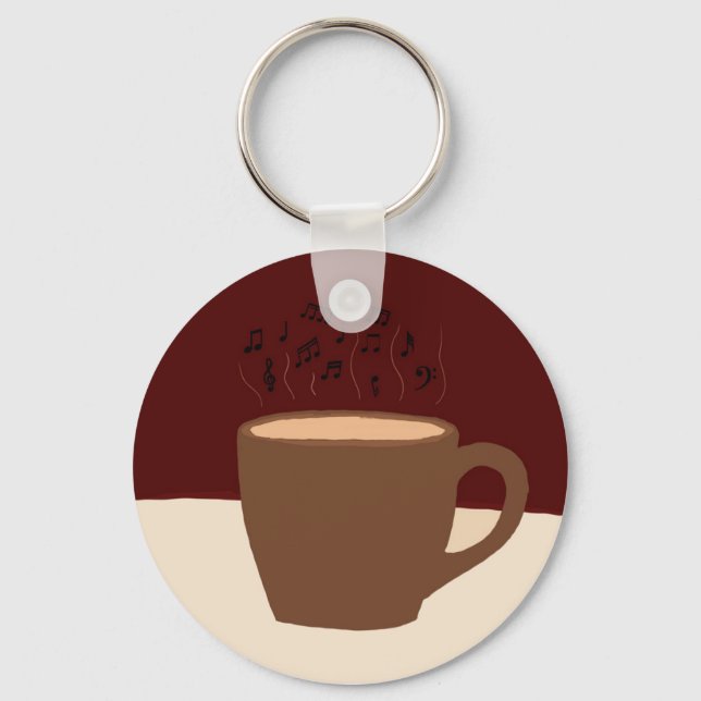 Llavero Café y música - Copa de café con vapor musical (Anverso)