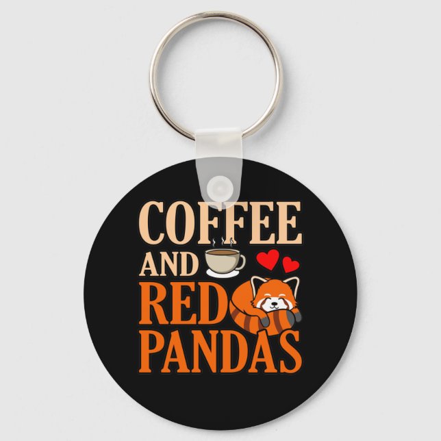 Llavero Café Y Pandas Rojos Cute Mascota Animal Panda Love (Anverso)