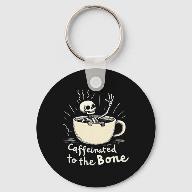Llavero Cafeinada Al Bon Funny Skeleton Coffee Lover (Anverso)