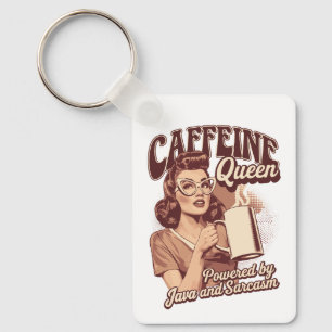 Llavero Caffeine Queen - Diseño retro de Java y Sarcasm
