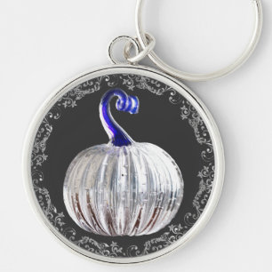 Llavero Caida azul de vidrio plateado de calabaza elegante