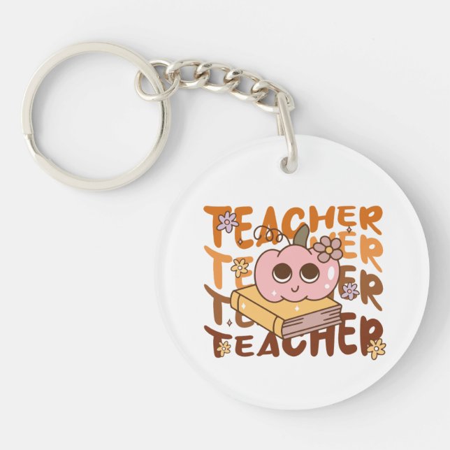 Llavero Caída de Halloween del maestro de calabaza retro (Frente)