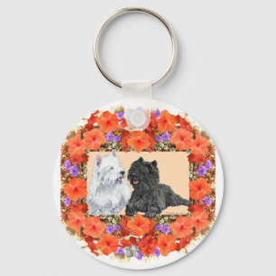 Llavero Cairn Negro y Terriers Westie en Floral