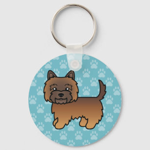 Llavero Cairn Terrier Cartoon Atigrado Rojo Sobre Azul