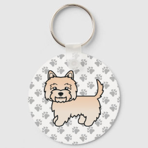 Llavero Cairn Terrier crema perro de dibujos animados lind