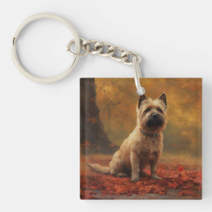 Llavero Cairn Terrier en Otoño Hojas Caídas Inspiran