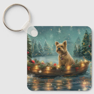 Llavero Cairn Terrier Festivo Viaje de Navidad