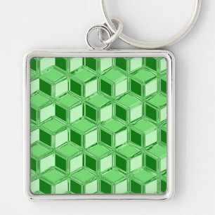 Llavero Cajas 3D de cromo - verde esmeralda