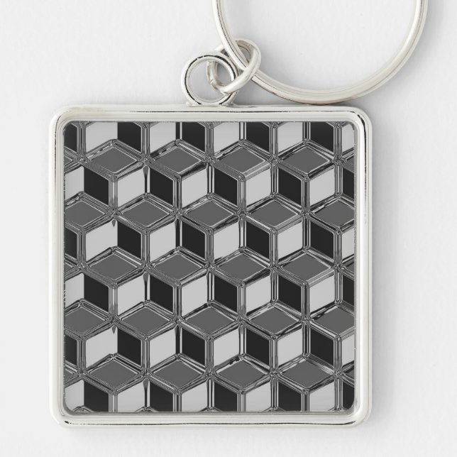 Llavero Cajas cromadas 3-d - gris hematita (Frente)