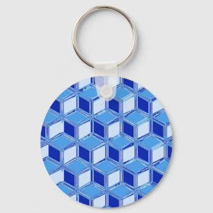 Llavero Cajas cromadas 3d - azul cobalto