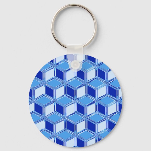 Llavero Cajas cromadas 3d - azul cobalto (Anverso)