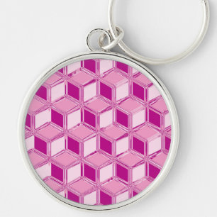 Llavero Cajas cromadas 3d - rosa fucsia