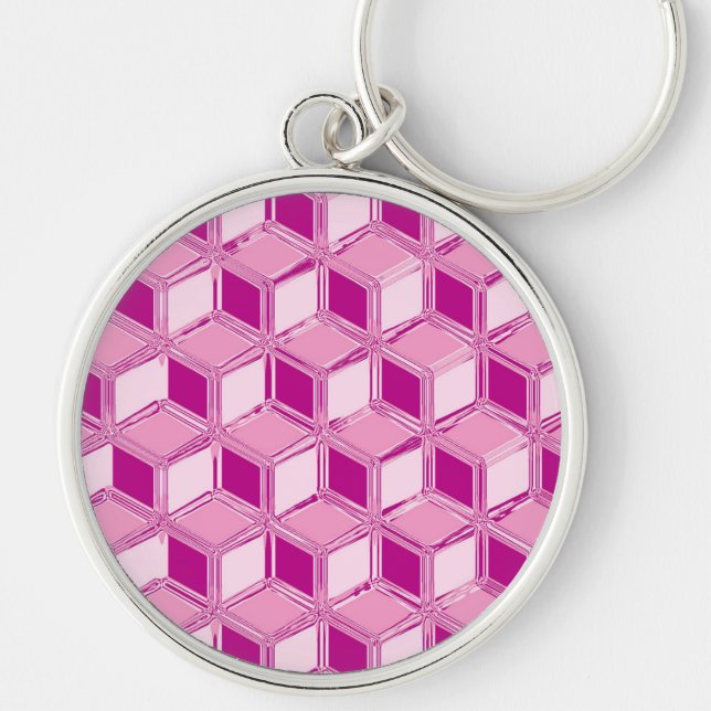 Llavero Cajas cromadas 3d - rosa fucsia (Frente)