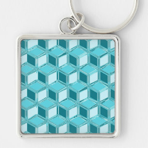 Llavero Cajas cromadas 3d - turquesa / aqua