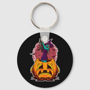 Llavero Calabaza Bruja Gato Negro Y Brujo Espeluznante