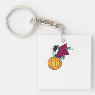 Llavero Calabaza con mariposa morada