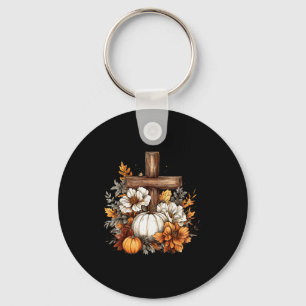 Llavero Calabaza Cruz Floral Boho Otoño Jesús Cristiano Th