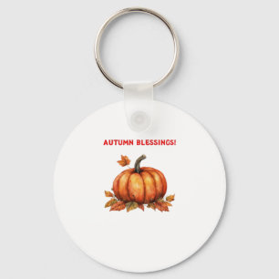 Llavero Calabaza de Bendición de Otoño con hojas de otoño