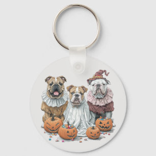 Llavero Calabaza de Bulldoges ingleses de Halloween