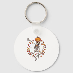 Llavero Calabaza de cabeza de esqueleto bailando Halloween