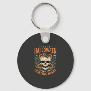 Llavero Calabaza de cráneo de Halloween Diseño de noche de