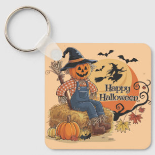 Llavero Calabaza de espantapájaros Halloween Rústica Vibes