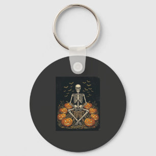 Llavero Calabaza De Esqueleto De Halloween Diseño Retro Vi