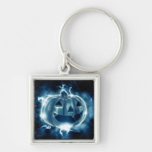 Llavero calabaza de Halloween bajo la lluvia