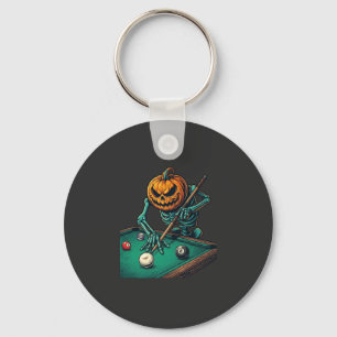 Llavero Calabaza de Halloween Esqueleto Jugando Billar Pis