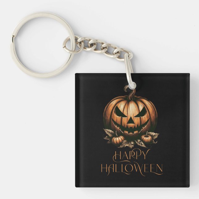 Llavero Calabaza de Halloween feliz (Frente)