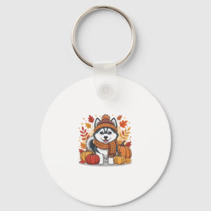 Llavero Calabaza de Husky de Otoño Día de Acción de Gracia