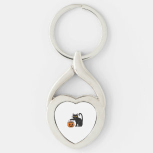 Llavero Calabaza de Jack O' Lantern de gato negro de Hallo