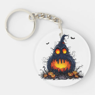 Llavero Calabaza de Jack O’Lantern espeluznante con ojos b