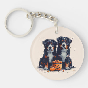 Llavero Calabaza de perros de montaña de Halloween Bernese