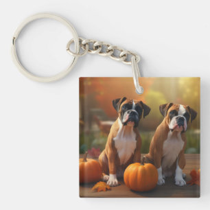 Llavero Calabaza deslumbrante Boxer Puppy Autumn