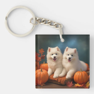 Llavero Calabaza deslumbrante Samoyed Puppy Autumn
