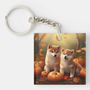 Llavero Calabaza deslumbrante Shiba Inu Puppy Otoño