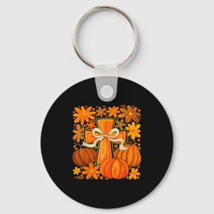 Llavero Calabaza Floral Boho Cruz Otoño Jesús Fe Cristiana