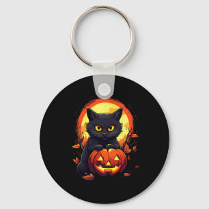 Llavero Calabaza Gato Negro Gato Halloween Vintage Costuma