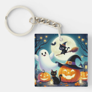 Llavero Calabaza, gato y fantasma de Halloween.
