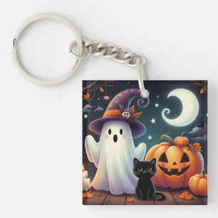Llavero Calabaza, gato y fantasma de Halloween.
