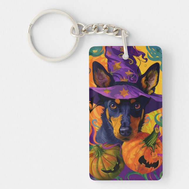Llavero Calabaza helada australiana Kelpie Halloween (Frente)